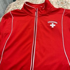 Red LG womens Lifeguard zip up sweatshirt